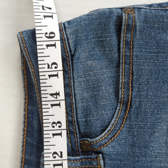 Faded Glory Distressed Cuffed Bermuda Jean Shorts 10 Blue - Picture 12 of 14